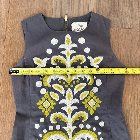 Anthropologie Tabitha Embroidered‎ Shift Dress Gray Size 2 - Picture 9 of 10
